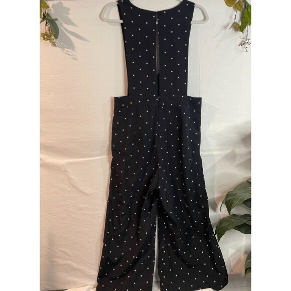 Women's Black Polka Dot Jumpsuit By Splash Size 10 With Deep V-Neck & Wide Legs - Picture 2 of 16